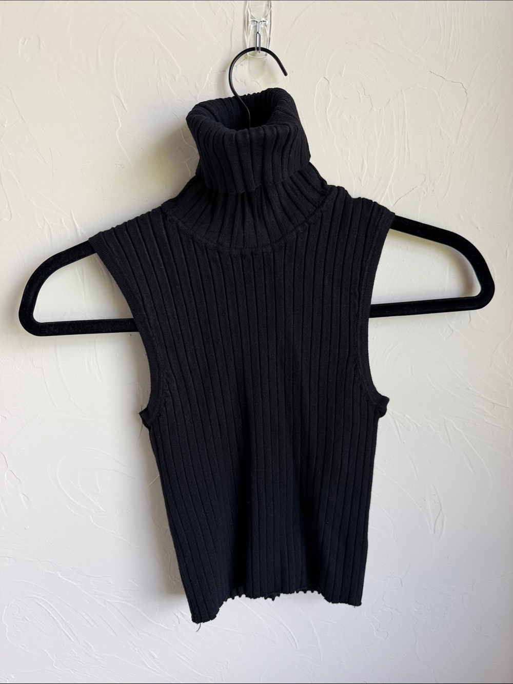 Zara Ribbed Sleeveless Turtleneck - Dark Brown